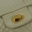 BALLY Shoulder Bag Leather White Gold Auth bs28307-14