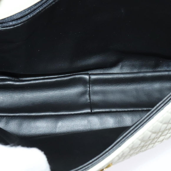 BALLY Shoulder Bag Leather White Gold Auth bs28307