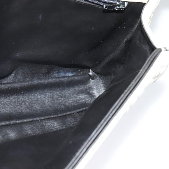 BALLY Shoulder Bag Leather White Gold Auth bs28307