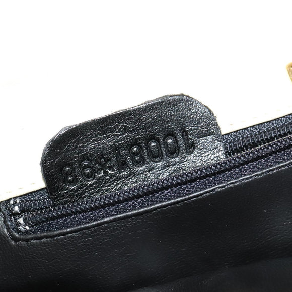 BALLY Shoulder Bag Leather White Gold Auth bs28307