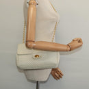 BALLY Shoulder Bag Leather White Gold Auth bs28307-24