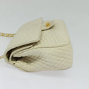 BALLY Shoulder Bag Leather White Gold Auth bs28307-4