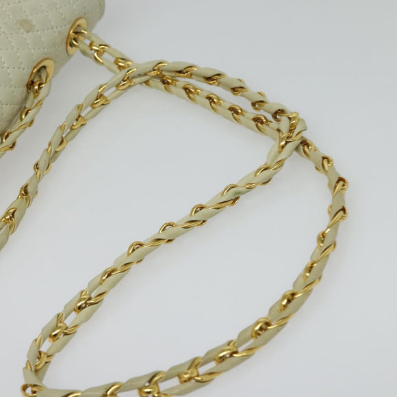 BALLY Shoulder Bag Leather White Gold Auth bs28307