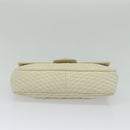 BALLY Shoulder Bag Leather White Gold Auth bs28307-9