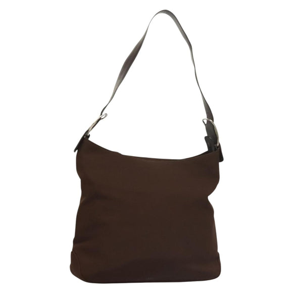 Salvatore Ferragamo Vala Shoulder Bag Canvas Brown Silver Auth bs28308