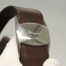 Salvatore Ferragamo Vala Shoulder Bag Canvas Brown Silver Auth bs28308-9