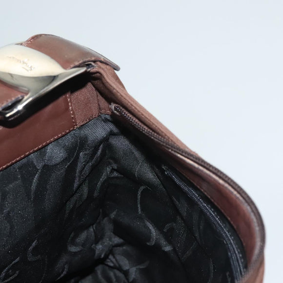 Salvatore Ferragamo Vala Shoulder Bag Canvas Brown Silver Auth bs28308
