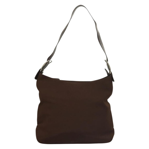 Salvatore Ferragamo Vala Shoulder Bag Canvas Brown Silver Auth bs28308