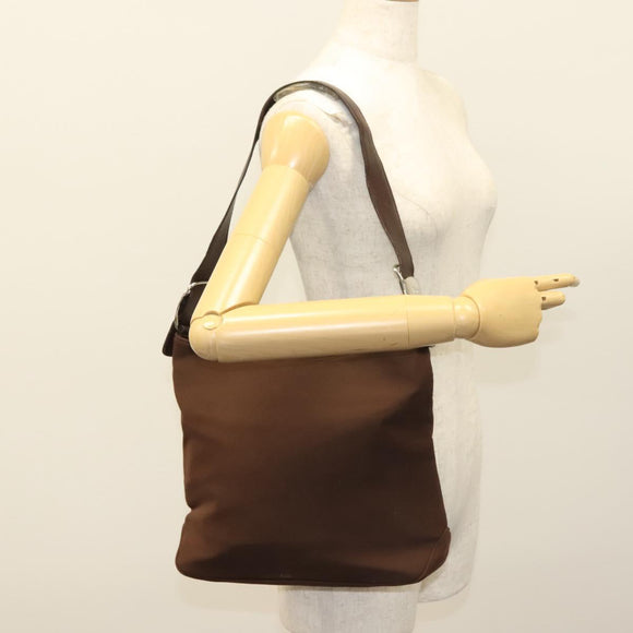 Salvatore Ferragamo Vala Shoulder Bag Canvas Brown Silver Auth bs28308