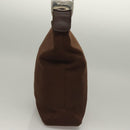 Salvatore Ferragamo Vala Shoulder Bag Canvas Brown Silver Auth bs28308-3