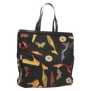 Salvatore Ferragamo Tote Bag Canvas Black Gold Auth bs28309-1