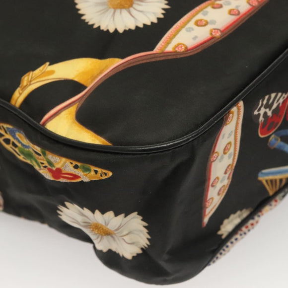 Salvatore Ferragamo Tote Bag Canvas Black Gold Auth bs28309