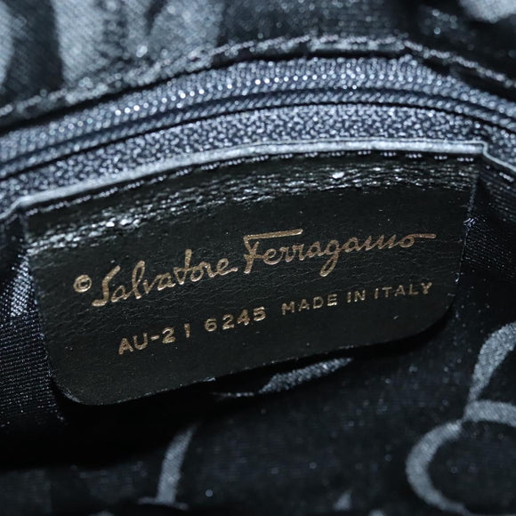 Salvatore Ferragamo Tote Bag Canvas Black Gold Auth bs28309