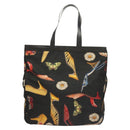 Salvatore Ferragamo Tote Bag Canvas Black Gold Auth bs28309-2