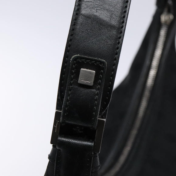 Salvatore Ferragamo Shoulder Bag Canvas Brown Silver Auth bs28312