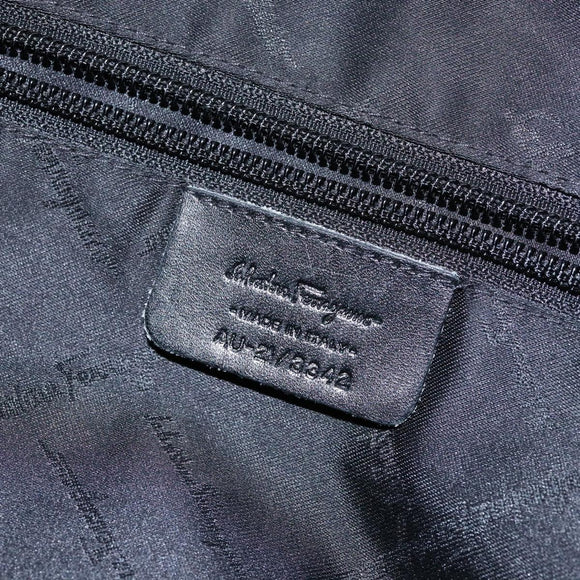 Salvatore Ferragamo Shoulder Bag Canvas Brown Silver Auth bs28312