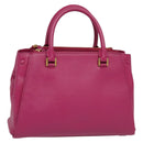 MCM Hand Bag Leather Pink Gold Auth bs28316-1