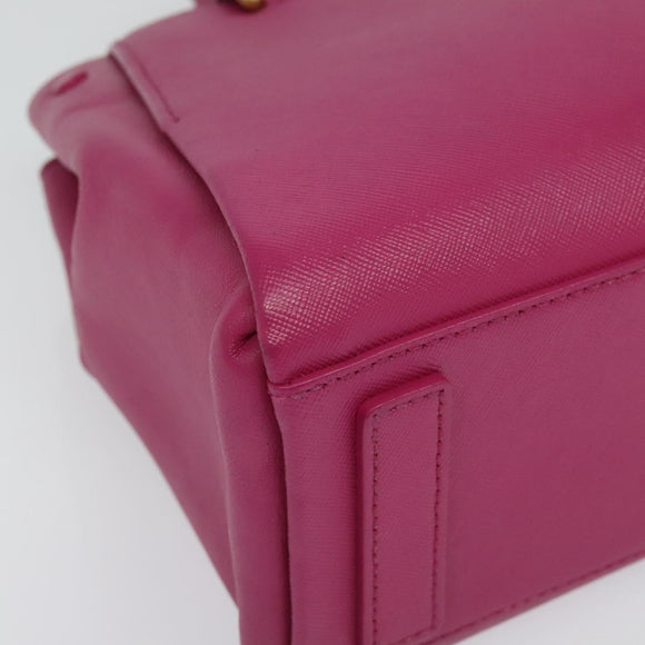 MCM Hand Bag Leather Pink Gold Auth bs28316