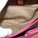 MCM Hand Bag Leather Pink Gold Auth bs28316-15