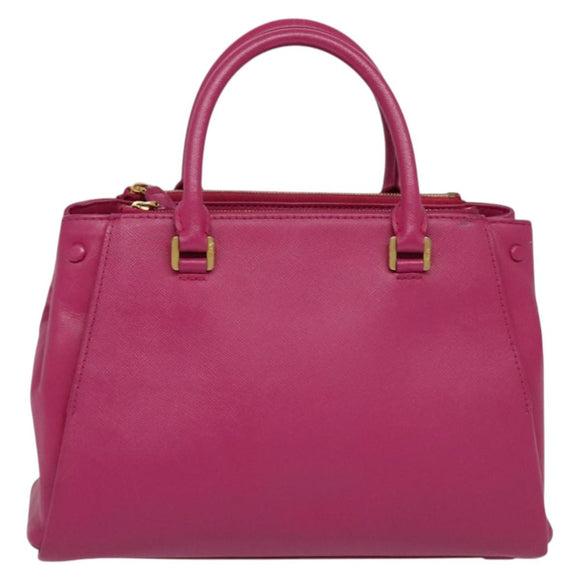 MCM Hand Bag Leather Pink Gold Auth bs28316