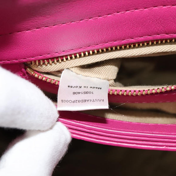 MCM Hand Bag Leather Pink Gold Auth bs28316