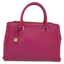 MCM Hand Bag Leather Pink Gold Auth bs28316-3