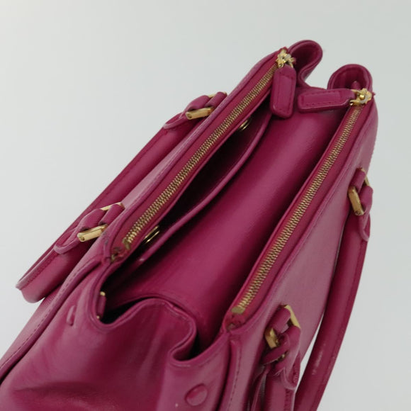 MCM Hand Bag Leather Pink Gold Auth bs28316