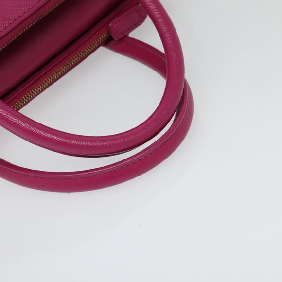 MCM Hand Bag Leather Pink Gold Auth bs28316