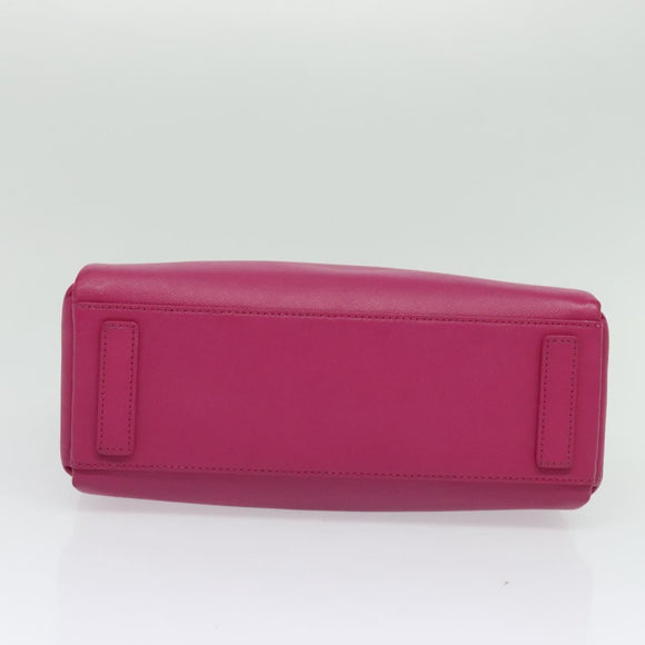 MCM Hand Bag Leather Pink Gold Auth bs28316