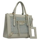 BALENCIAGA Hand Bag Leather 2way Gray Gold Auth bs28318-1