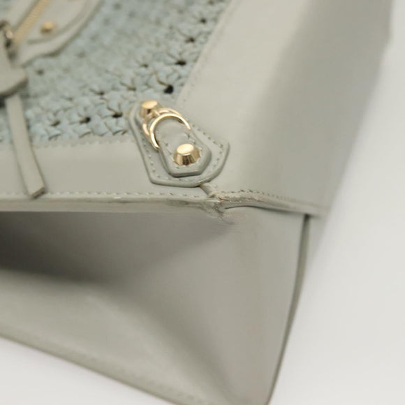 BALENCIAGA Hand Bag Leather 2way Gray Gold Auth bs28318