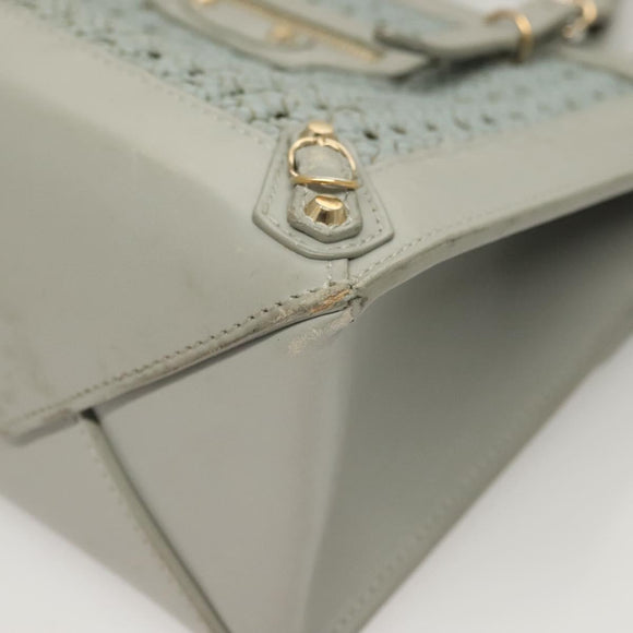 BALENCIAGA Hand Bag Leather 2way Gray Gold Auth bs28318