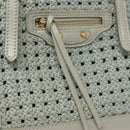 BALENCIAGA Hand Bag Leather 2way Gray Gold Auth bs28318-19