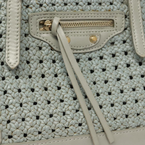 BALENCIAGA Hand Bag Leather 2way Gray Gold Auth bs28318