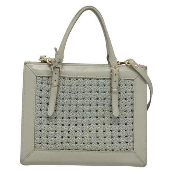 BALENCIAGA Hand Bag Leather 2way Gray Gold Auth bs28318