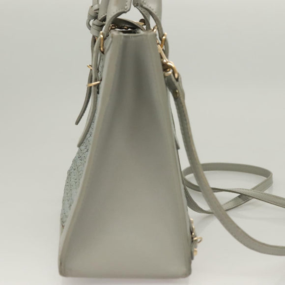 BALENCIAGA Hand Bag Leather 2way Gray Gold Auth bs28318