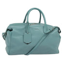 BALENCIAGA Hand Bag Leather 2way Blue Silver Auth bs28319-1