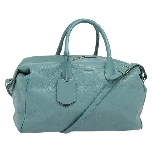 BALENCIAGA Hand Bag Leather 2way Blue Silver Auth bs28319