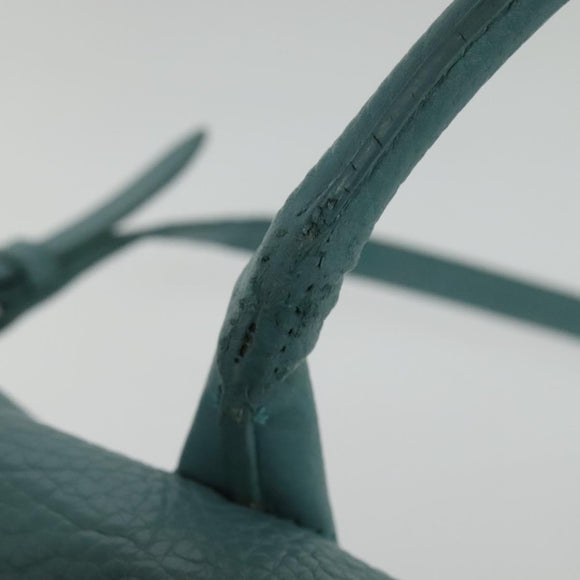 BALENCIAGA Hand Bag Leather 2way Blue Silver Auth bs28319