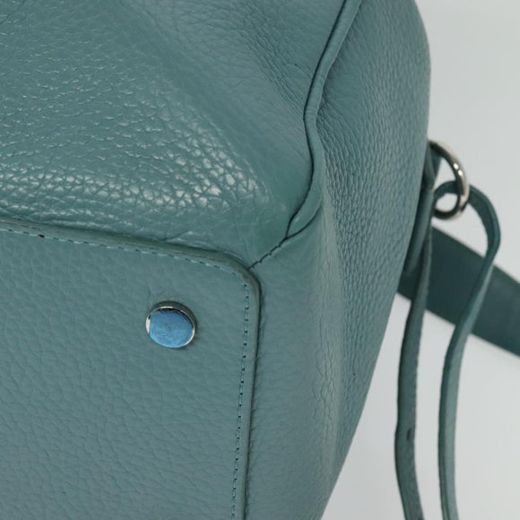 BALENCIAGA Hand Bag Leather 2way Blue Silver Auth bs28319