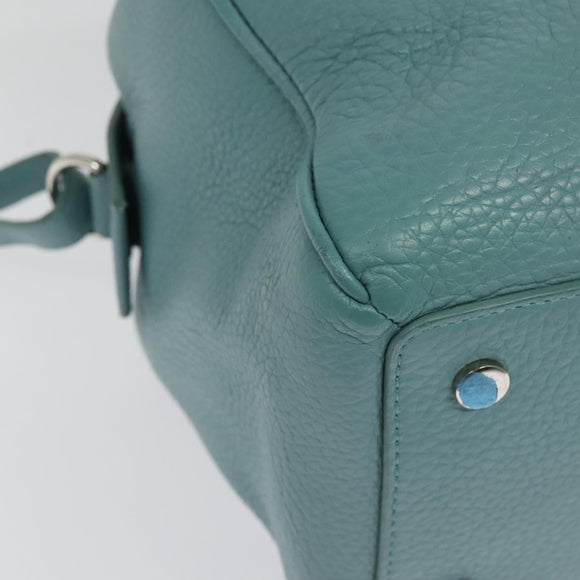 BALENCIAGA Hand Bag Leather 2way Blue Silver Auth bs28319