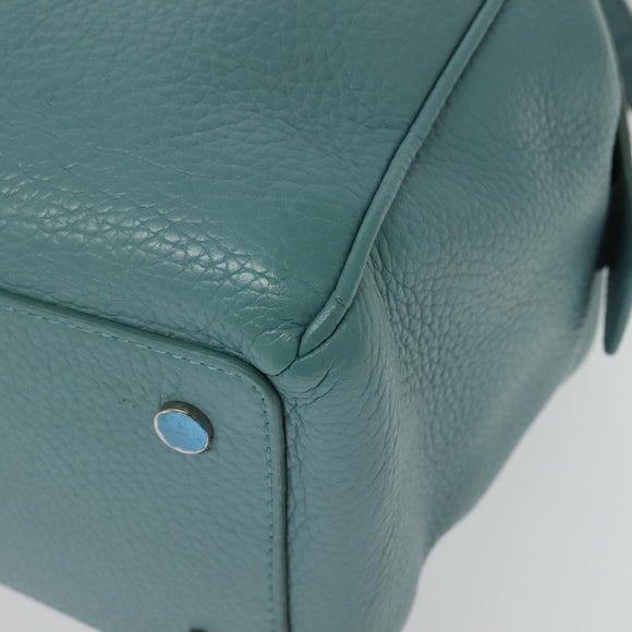 BALENCIAGA Hand Bag Leather 2way Blue Silver Auth bs28319