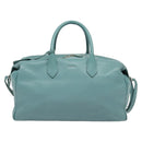 BALENCIAGA Hand Bag Leather 2way Blue Silver Auth bs28319-2