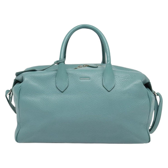 BALENCIAGA Hand Bag Leather 2way Blue Silver Auth bs28319