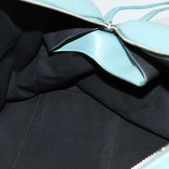 BALENCIAGA Hand Bag Leather 2way Blue Silver Auth bs28319