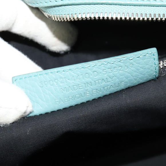 BALENCIAGA Hand Bag Leather 2way Blue Silver Auth bs28319