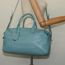 BALENCIAGA Hand Bag Leather 2way Blue Silver Auth bs28319-25