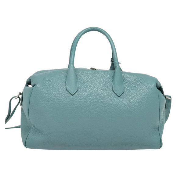 BALENCIAGA Hand Bag Leather 2way Blue Silver Auth bs28319