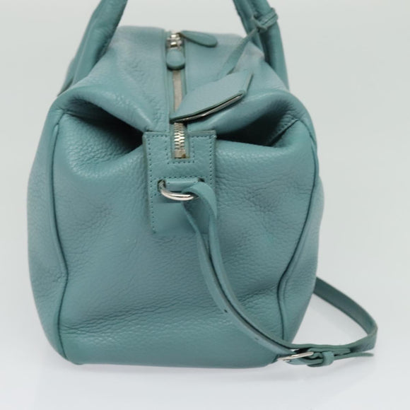 BALENCIAGA Hand Bag Leather 2way Blue Silver Auth bs28319