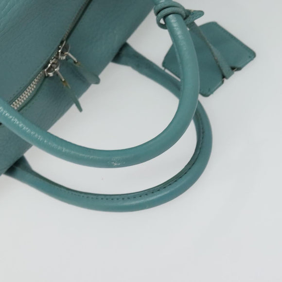 BALENCIAGA Hand Bag Leather 2way Blue Silver Auth bs28319